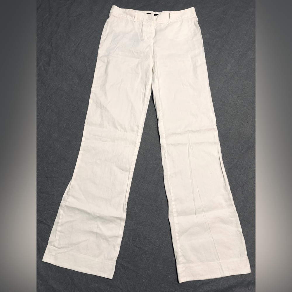 White Linen Wide-Leg Pants